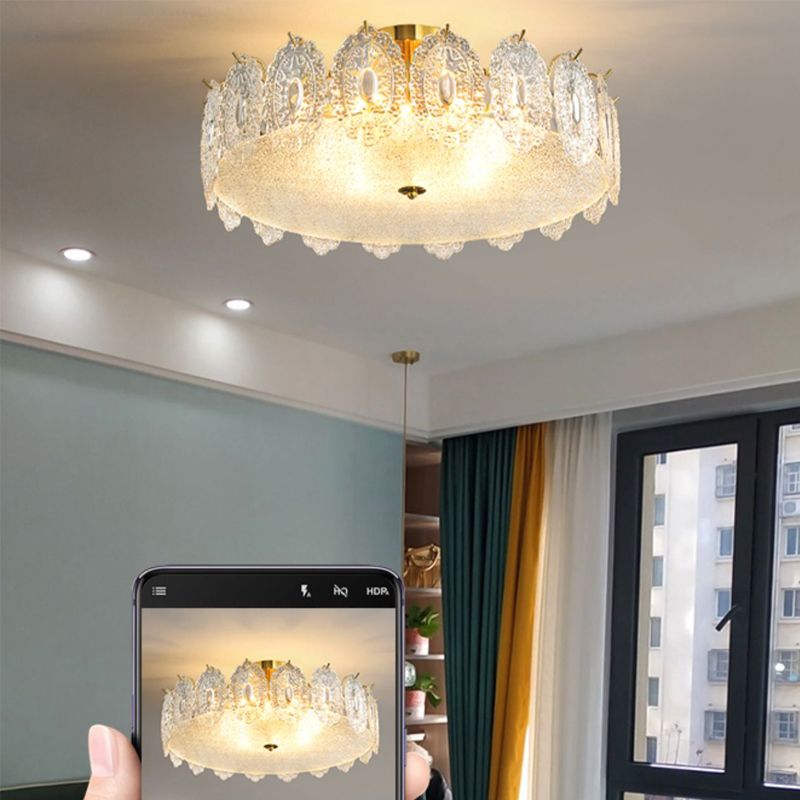 Modern Ceiling Lamp Household Flush Mount Light Fixture with Glass Shade for Bedroom