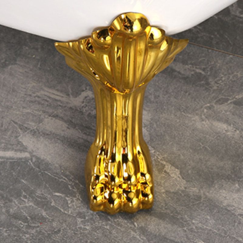 Modern Acrylic Bathtub Back to Wall with Golden Feet and Drain Bath Tub for Bathroom