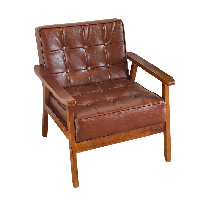 Modern 25.5"W Faux Leather Arm Chair with Basic Four Legs and Tufted Back for Office