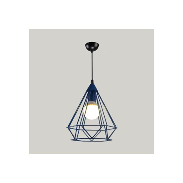 Luz de colgante de estilo moderno Diamond Cage Un solo cabezal colgante Metálico para el hotel