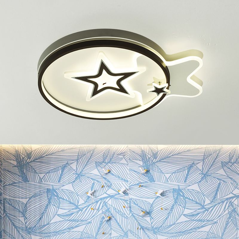 Loving Heart/Star Flushmount Lighting Contemporary Acrylic LED Black Ceiling Light Fixture for Sleeping Room