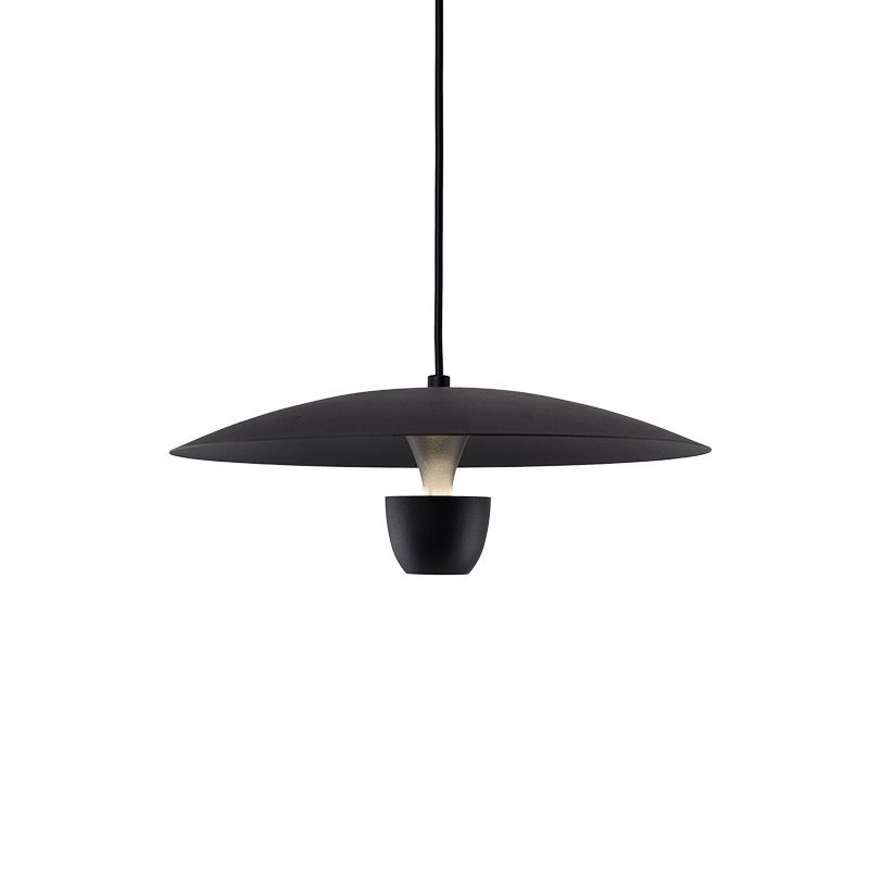 Nordic Modern Creative Metal Pendant Light Black Flying Saucer LED Suspension Light for Bedroom