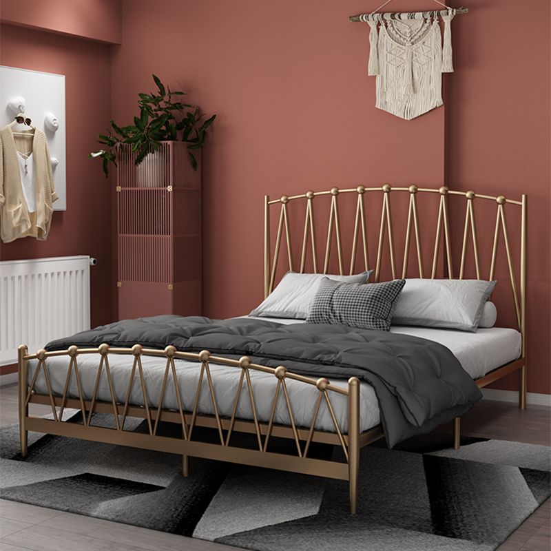 Glam Iron Frame Bed with Open-Frame Arched Headboard and Metal Legs