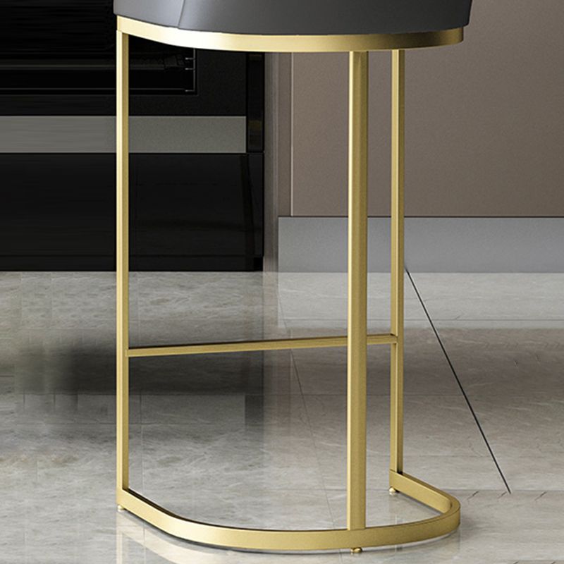 Modern Backrest Armless Counter Stool Iron Dining Room Bar Stool with Pedal and Cushion