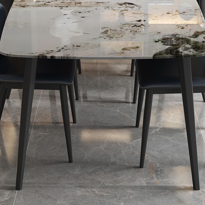 Sintered Stone Top Dining Table Rectangle Table with Metal 4 Legs for Restaurant