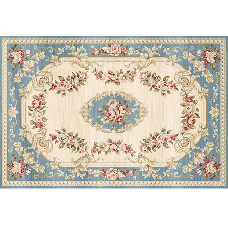 Nostalgia Floral Pattern Rug Polyester Indoor Rug Pet Friendly Area Carpet for Home Decoration