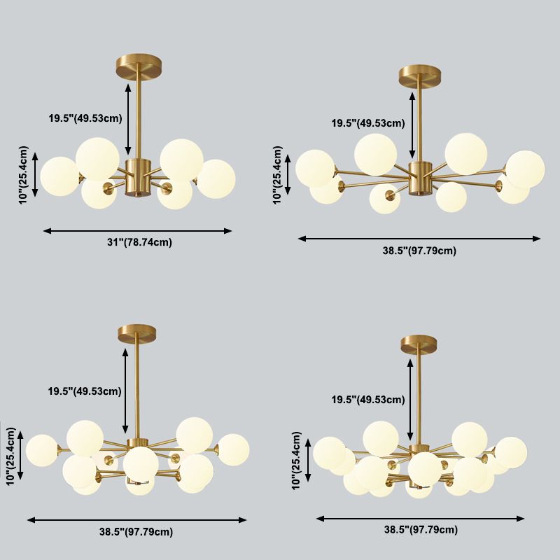 Modern Simplicity Chandelier Light Opal Glass Shade Living Room Lighting Fixture