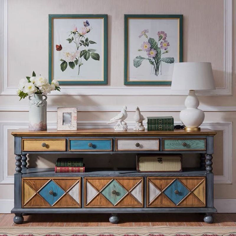 Industrial Accent Chest with Drawers and 1 Shelf in Rubberwood