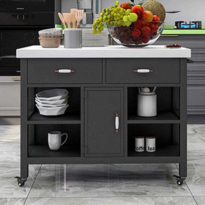 Rectangular Kitchen Trolley Modern Dining Room Prep Table with Drawer