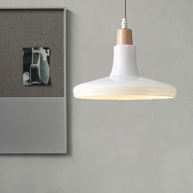 Bol blanc / noir / cône / soucoupe suspension moderniste 1 led en verre clair