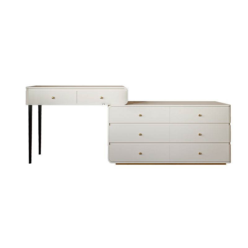 White Solid Wood Makeup Vanity Desk Bedroom Vanity Dressing Table Set