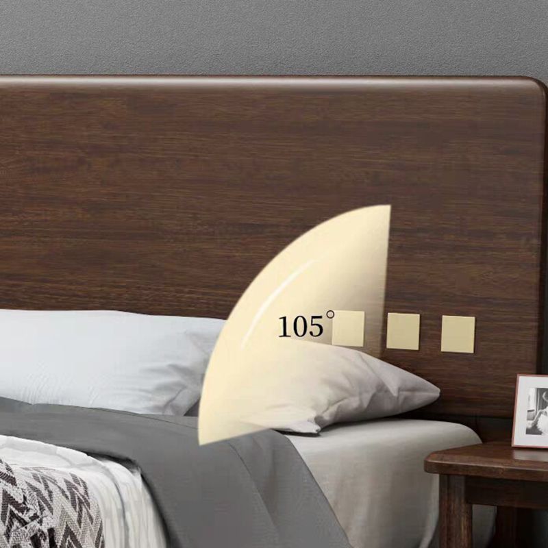 Traditional Espresso Panel Bed Walnut Rectangular Standard Bed with Headboard