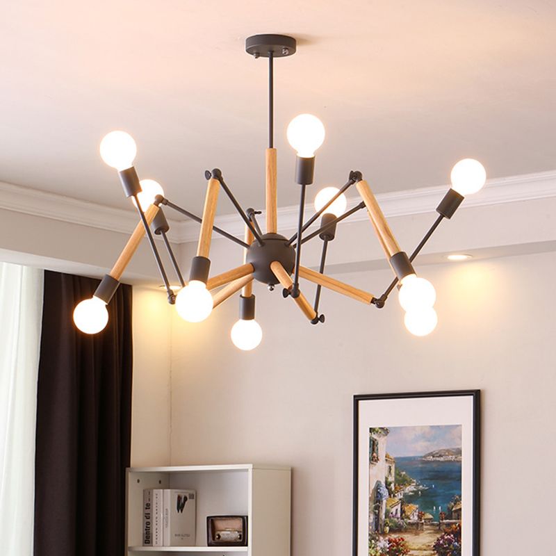 Modern Starburst Suspended Lighting Fixture Wood Pendant Lighting Fixtures for Restaurant