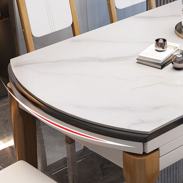 Modern Style Stone Furniture Set 7 Pieces Round Shape Dinette Table with Armless Chair