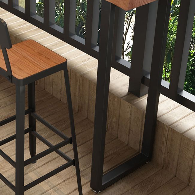 Brown Modern Style Specialty Table in Solid Wood and Iron Coffee Shop Bar Table