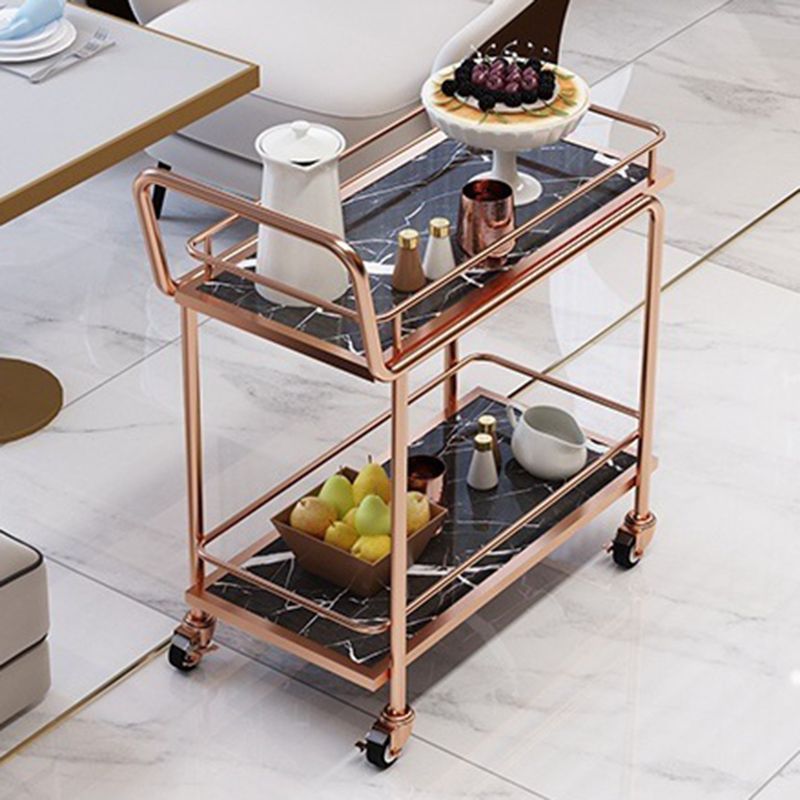 Contemporary Metal Prep Table 33.86"H Rolling Prep Table for Home Use