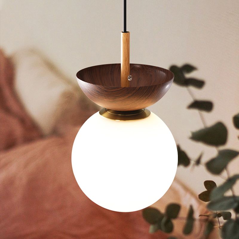 1 Licht 6 "breite Anhänger-Beleuchtungsanlage mit weißem Globus-Glasschatten für das Restaurant