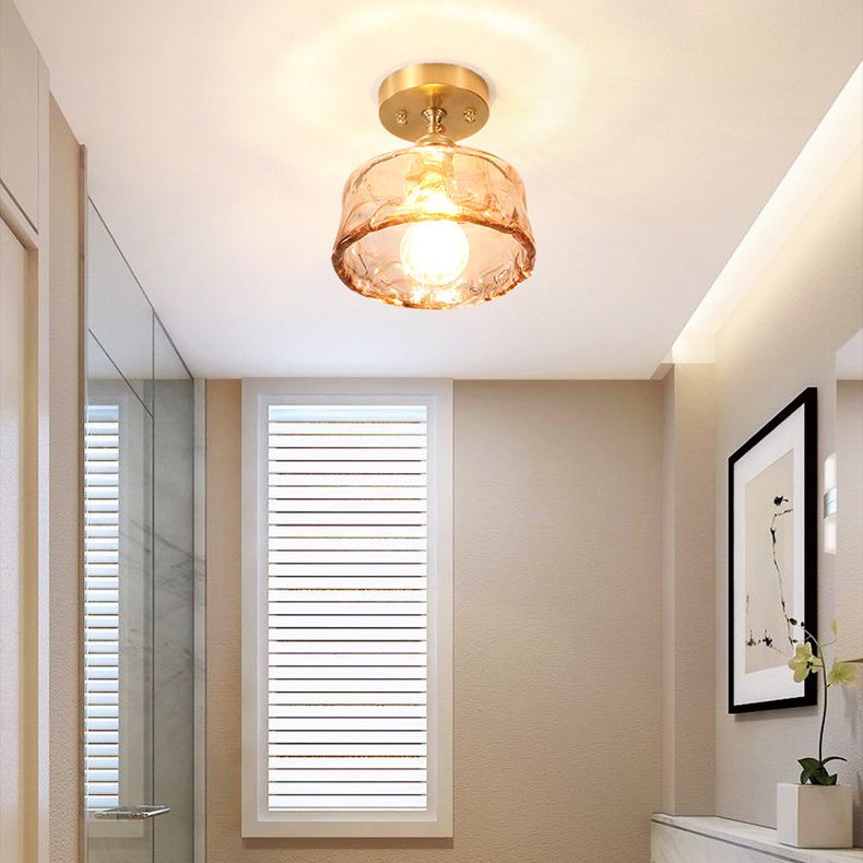 Nordic Style Copper Ceiling Light Geometry Shape Ceiling Lamp for Living Room