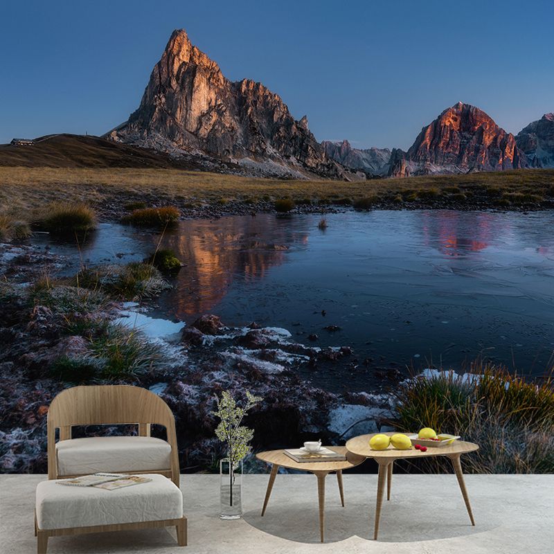 Mountain with Cloud View Mural Contemporary Stain Resistant Wall Murals for Home