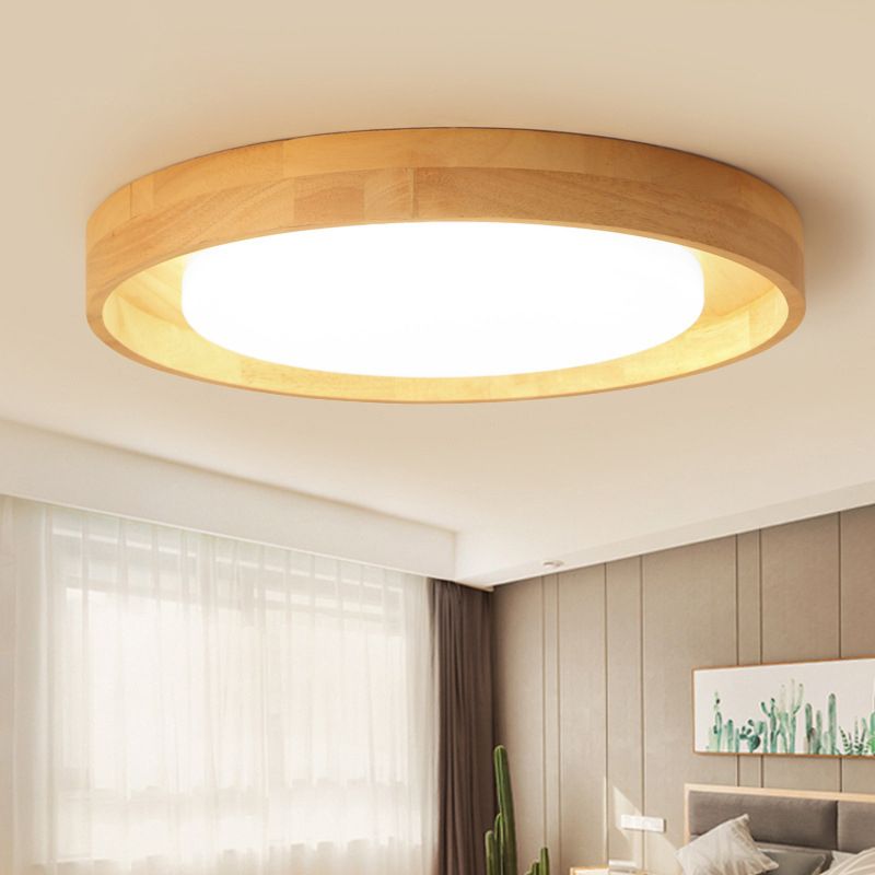Plafonnier encastré circulaire en bois, luminaire LED de Style moderne
