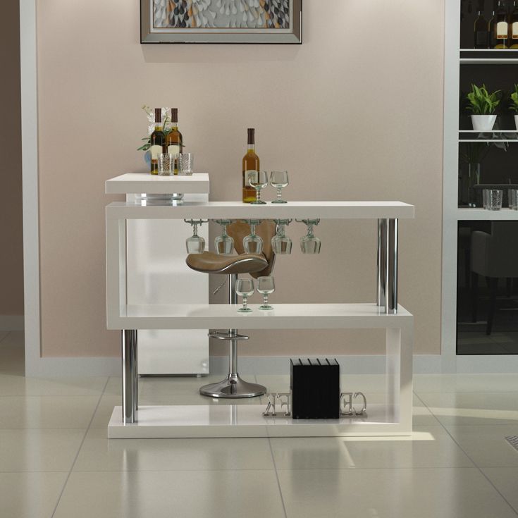 Chipboard Bar Table White Dining Table for Kitchen Living Room
