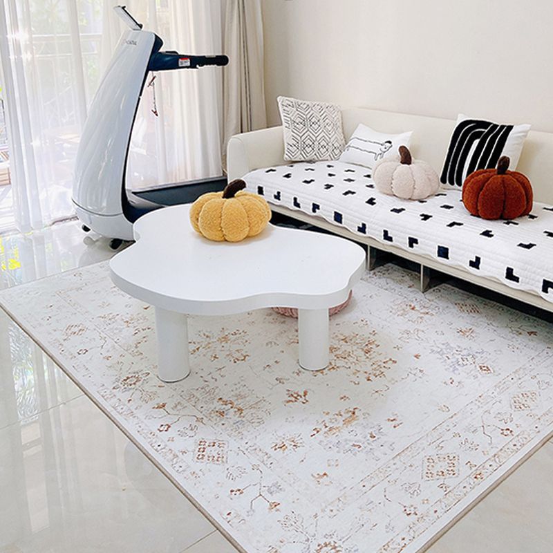 Rijstwit Traditioneel vloerkleedvlekken Plant Plant Non-Slip Backing Rug voor woonkamer