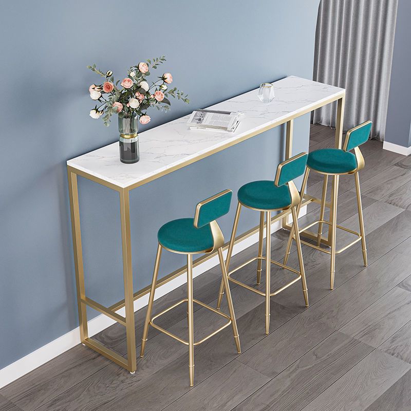 Low Back Upholstered Dining Stools Round Bar Stools with Footrest