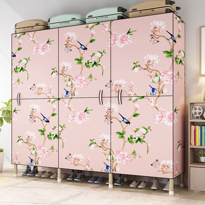 Modern Style Metal Frame Wardrobe Foldable Wardrobe with Garment Rod