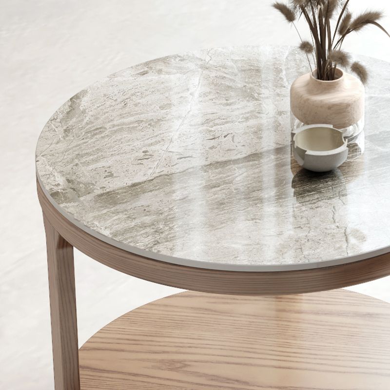 Modern Round 3 Legs Coffee Table No Distressing Coffee Table Set with Shelf