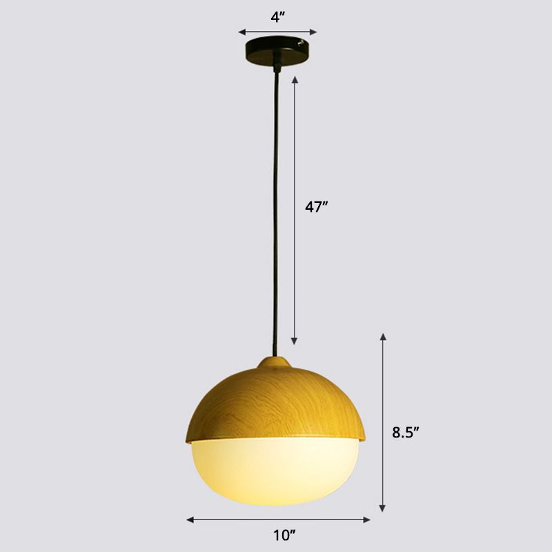 Beige Nut Pendant Light Simple Style 1 Head Wooden Ceiling Hang Lamp for Restaurant