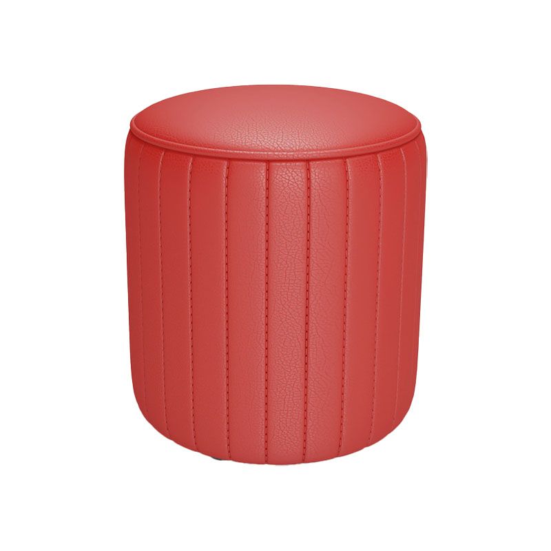 Solid Color Leather Standard Stool Modern Style Simple Round Cushion Stool