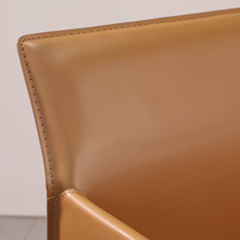 Matte Finish Dining Arm Chair with Leather Legs Metal Modern Dining Side Chair