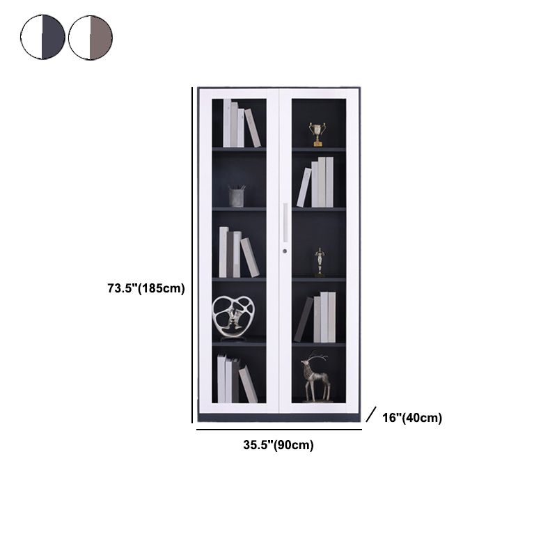 Modern Stainless Steel Bookcase Standard With Doors Shelf for Home Office