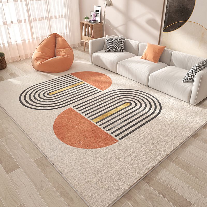 Beige Modern Rug Polyester Color Block Rug Non-Slip Backing Rug for Living Room