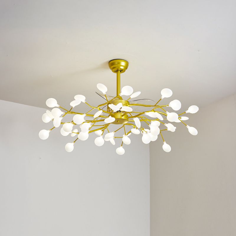 3-Blade Acryl Firefly Deckenlüfter Leicht minimalistische LED-Semi-Flush für Wohnzimmer