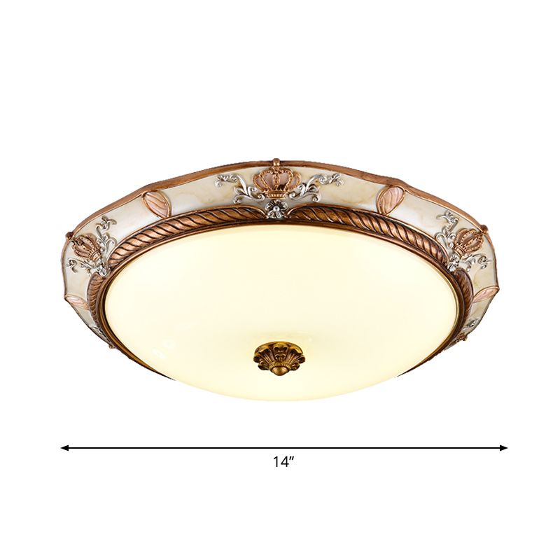 Braune Kappe Geformte Decke Flushmount Lampe Antiqued Milk Glass Living Room LED Flush Mount Halterung, 14 "/16" /19.5 " Breite