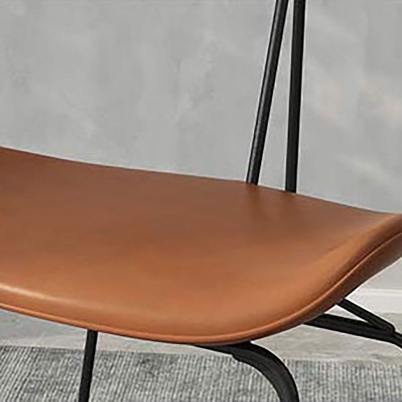 Industrial Open Back Armless Dining Chairs Leather Dining Side Chair