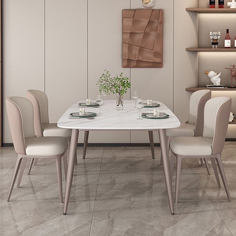 Traditional Luxury Rectangle Dining Table Stone Dining Room Furniture