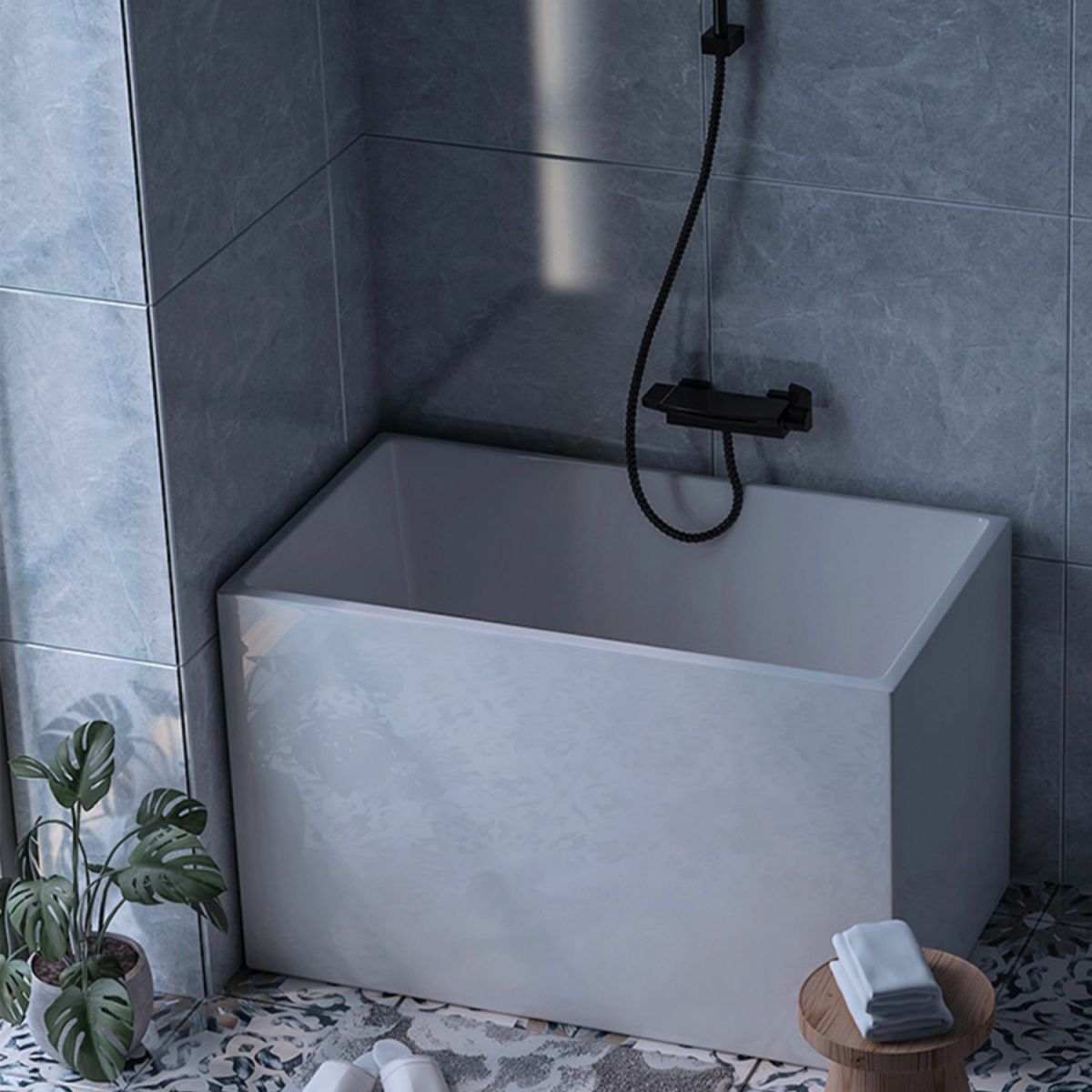 Acrylic Soaking Bathtub Antique Finish Back to Wall Bath Tub (Board not Included)
