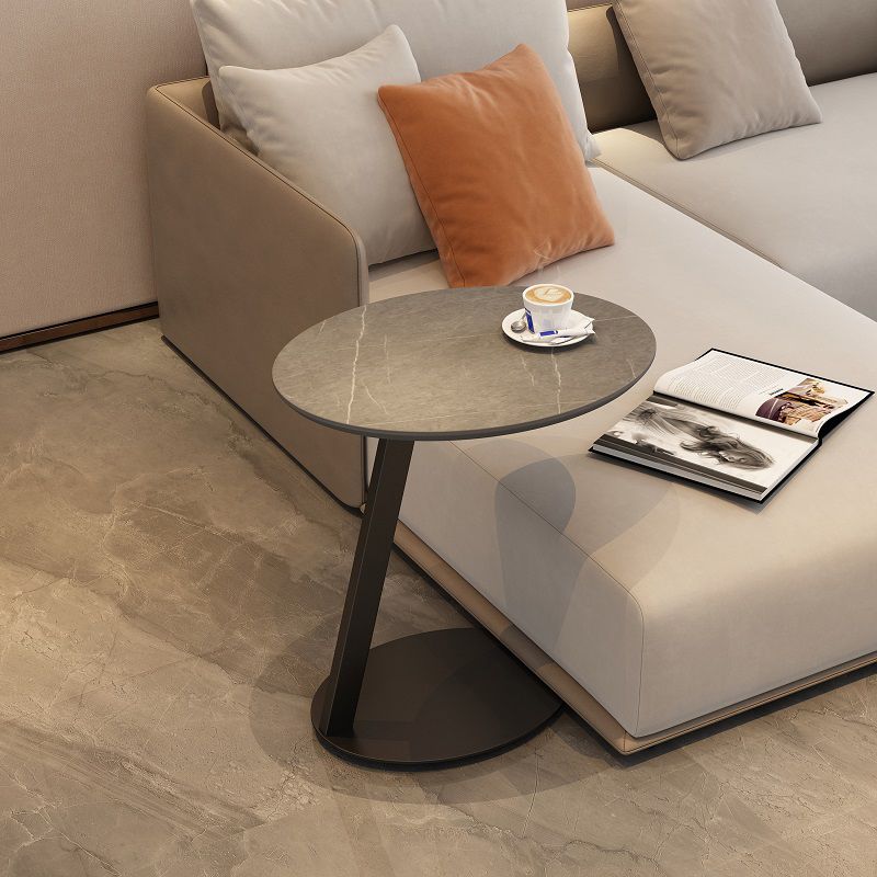 Modern Style Cocktail Table Rock Tabletop Ironwork Table Foot Round Coffee Table