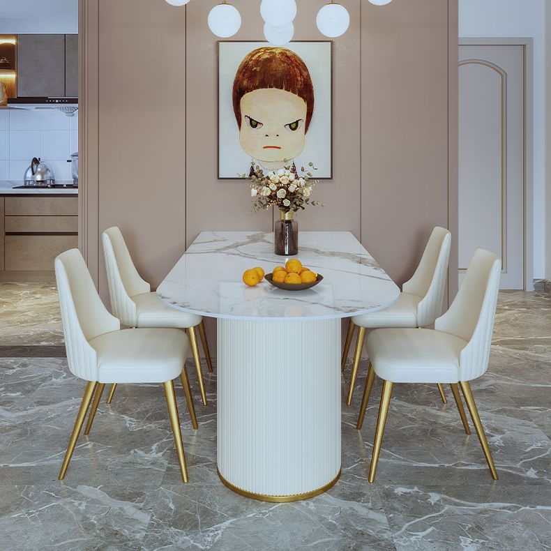 Glam 1/3/5 Pieces Dining Set Rectangle Stone Dining Table for Dining Room
