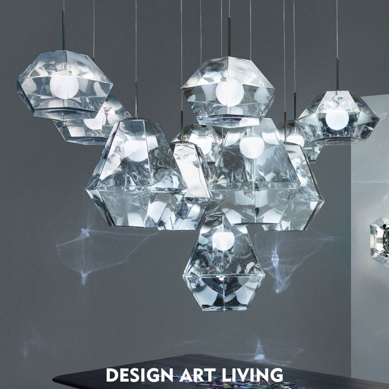 Minimalism Polyhedra Diamond Shade Hanging Light Nordic Style Acrylic Lighting Pendant for Coffee Shop Restaurants