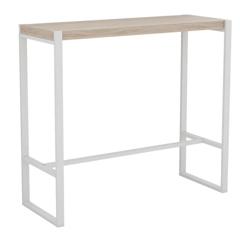 Rectangle Pine Wood Top Bistro Table Modern Pub Table with Metal Base