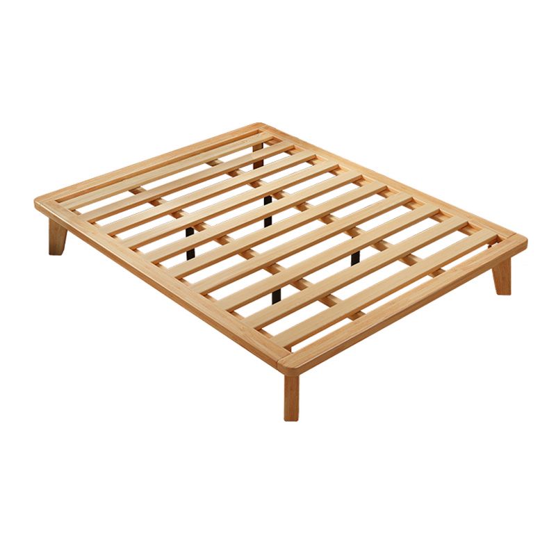 Natural Solid Wood Panel Bed Contemporary Rubberwood Standard Bed