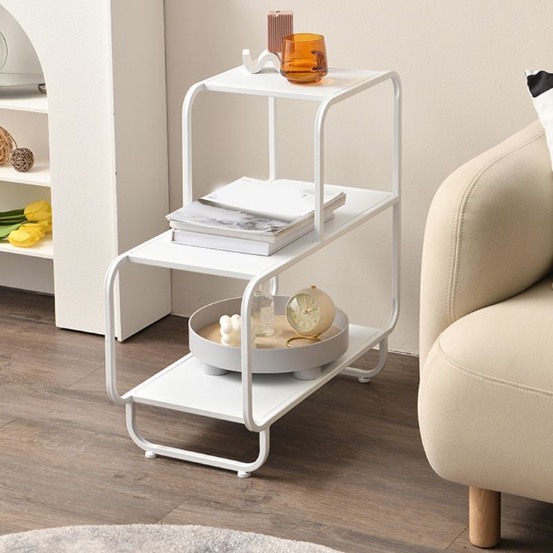 Sled Accent Side Table Metal Side End Snack Table with Shelf