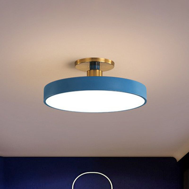 Round Flush Mount Light Nordic Style Acrylic Bedroom LED Semi Flush Ceiling Light