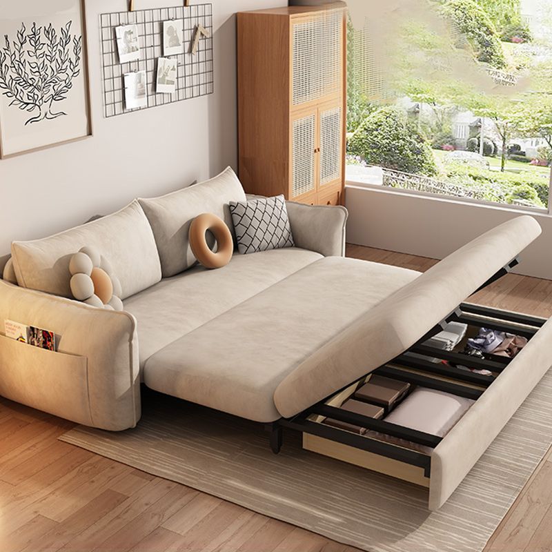 Scandinavian Styled Square Arm Sleeper Sofa Faux Leather Sofa Bed