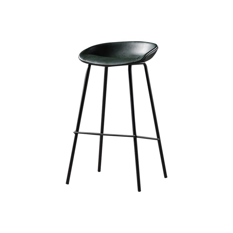 Modern Style Counter Stool Faux Leather Backless Barstool with Footrest