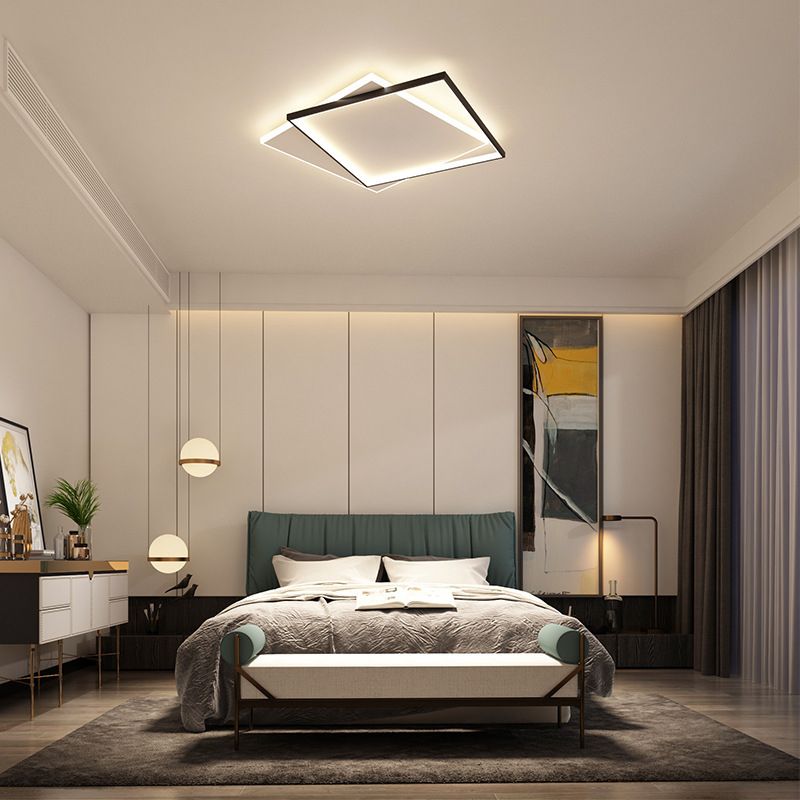 Double Squares Nordic Style LED Ceiling Light Minimalism Ultra-thin Flush Mount Lamp for Living Room