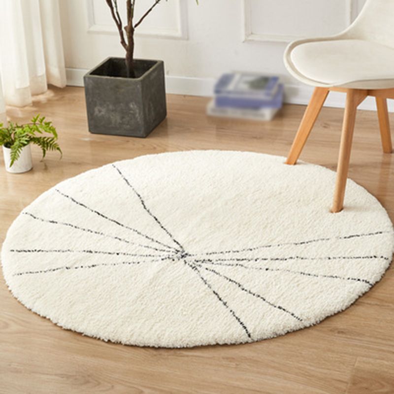 Beige Modern Rug Polyester Line Rug Non-Slip Backing Rug for Home Decor
